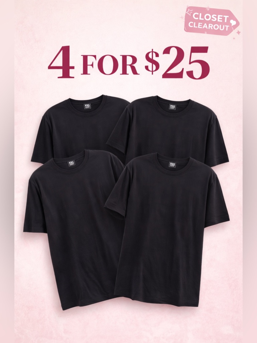 Black XXL 100% Cotton Tee New W/Tags Classic Everyday Essential Bundle Discount